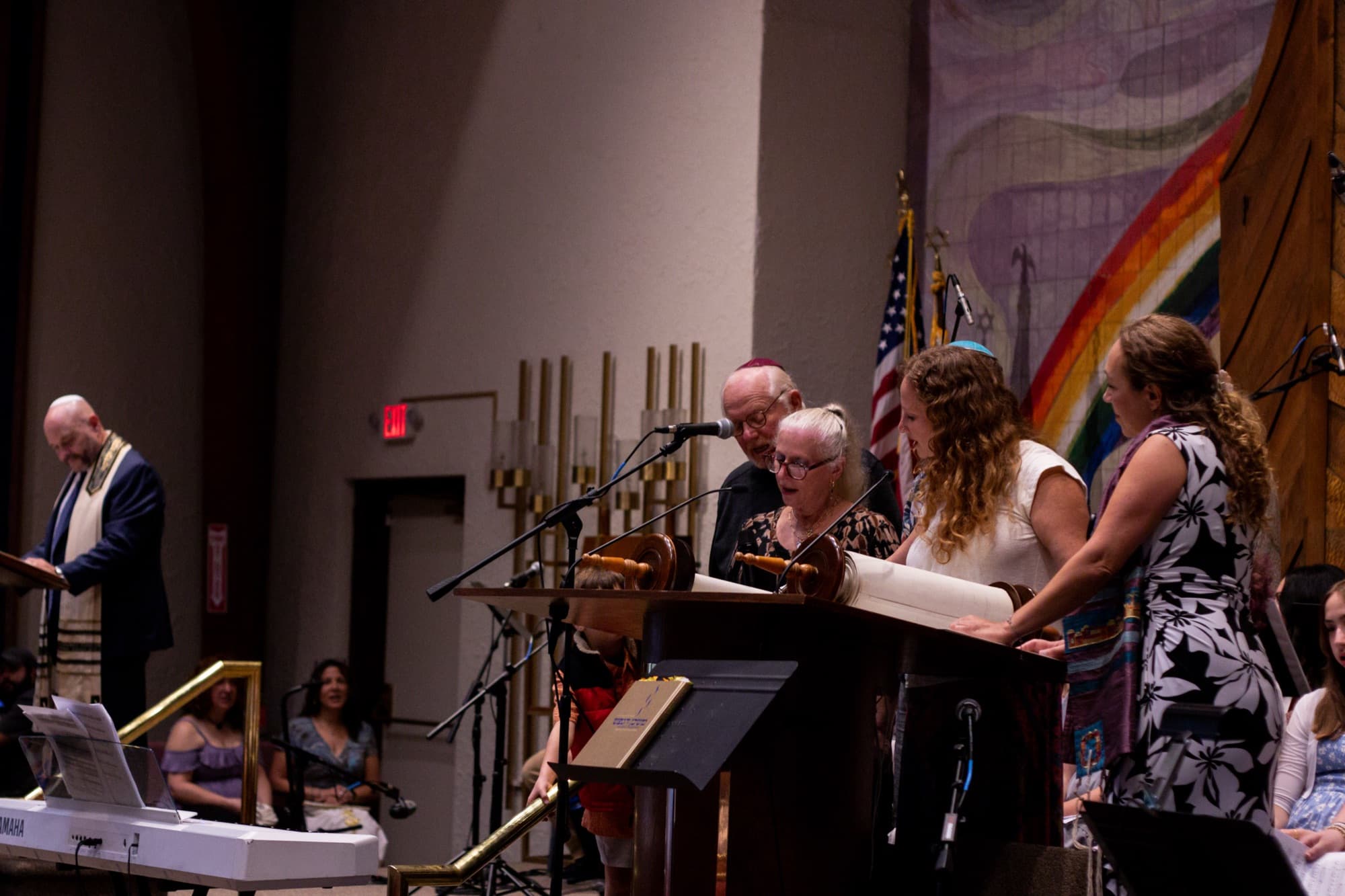 Torah reading during a holiday service at Temple Beth Sholom